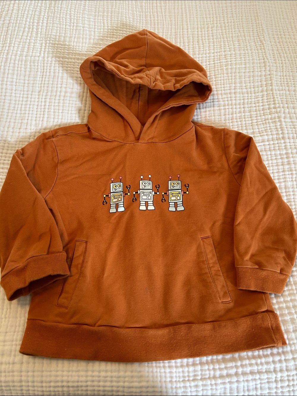 5 for 25 Dot Dot Smile Rust Orange Robot Pullover Hoodie